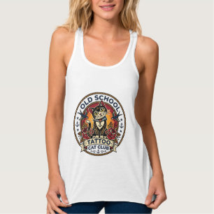 Oude School Tattoo Kat Cute Kitty Ontwerp - Oude S Tanktop