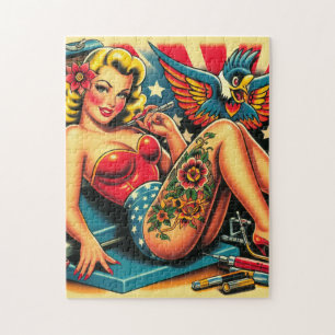  oude school tatttoo pin up legpuzzel