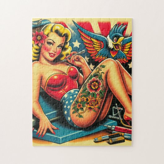oude school tatttoo pin up legpuzzel (Verticaal)