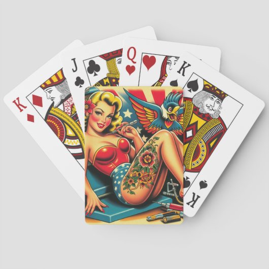 oude school tatttoo pin up pokerkaarten (Achterkant)