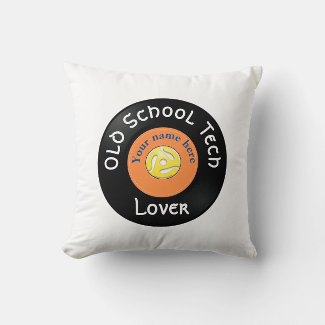 Oude School Tech Lover T-Shirt Kussen (Voorkant)