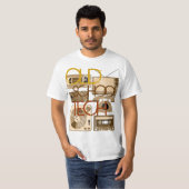Oude School Tech Sepia 80s T-Shirts (Voorkant volledig)