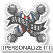 , oude schoolbarber shop (personaliseer het) sticker (Voorkant)