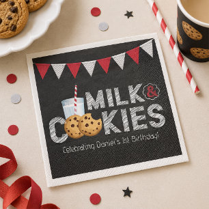Oude schoolbord Melk & Koekjes Verjaardagsservette Servet