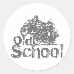 Oude schoolmotor racen ronde sticker