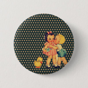 oude schoolretro polka stipt kitsch Kinderen Ronde Button 5,7 Cm