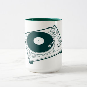 Oude schoolwas / Platenspeler Tweekleurige Koffiemok