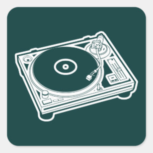 Oude schoolwas / Platenspeler Vierkante Sticker