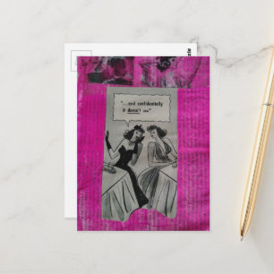 Oude schoonheidsadvertenties op roze mixed media c briefkaart