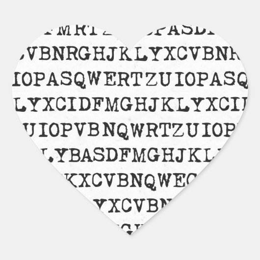 Oude schrijfmachineletters hart sticker (Voorkant)