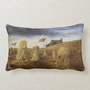 Oude schuur en fazanten Lumbar Pillow Kussen