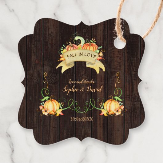 Oude schuur herfst liefde trouwerij met rustieke p bedankjes labels (Achterkant)