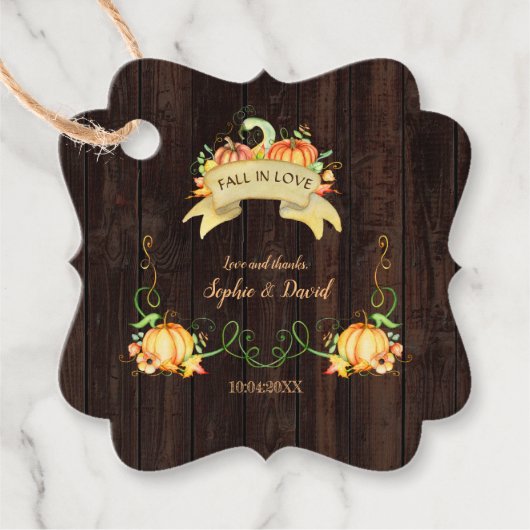 Oude schuur herfst liefde trouwerij met rustieke p bedankjes labels (Voorkant)