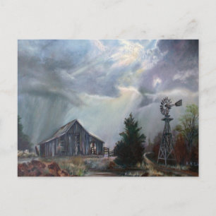 Oude schuur in een Wenskaart in Texas Thunderstorm Briefkaart