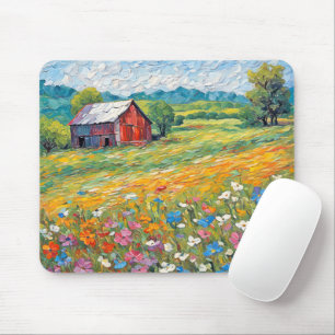 Oude schuur in Wildflower Field Muismat
