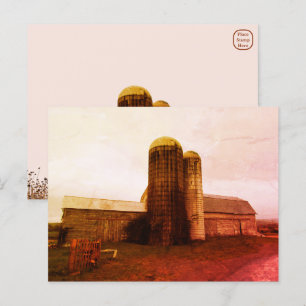 Oude schuur: Rode Maan Rouwend Briefkaart