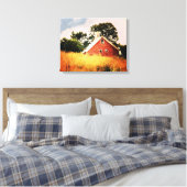 Oude schuur zonsondergang canvas afdruk (Insitu (Slaapkamer))