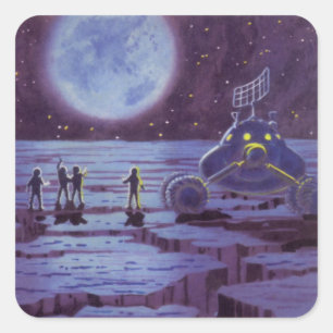 Oude Sciencefiction Aard Rover Buitenaardse Wezens Vierkante Sticker