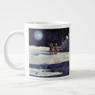 Oude sciencefiction-astronaut aliens op de maan extra grote mok