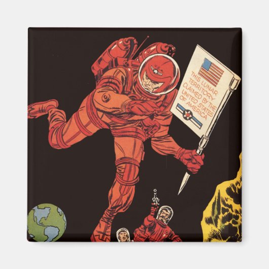 Oude Sciencefiction, Astronaut Maanlanding Magneet (Voorkant)