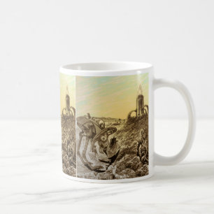 Oude Sciencefiction Buitenaardse Planeet Construct Koffiemok