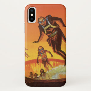 Oude sciencefiction, buitenaardse wezens in vulkaa iPhone x hoesje