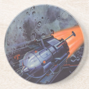 Oude sciencefiction, Maanraket die opstijgt Zandsteen Onderzetter