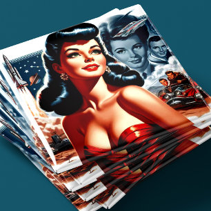 Oude Sciencefiction Pin-up Magneet