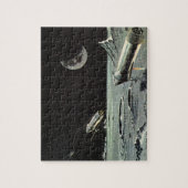 Oude sciencefiction, raketten maan planeten legpuzzel (Verticaal)