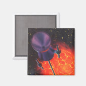Oude sciencefiction, Sci Fi-raket, Rode Planeet Magneet (Voorkant / Achterkant)