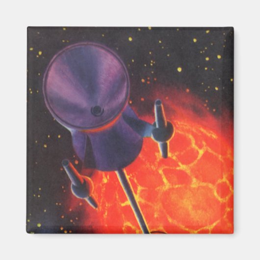 Oude sciencefiction, Sci Fi-raket, Rode Planeet Magneet (Voorkant)