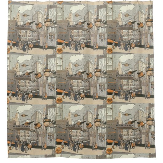 Oude Sciencefiction Stedelijk Parijs, Stoompunk Douchegordijn (Voorkant)