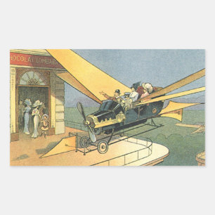 Oude sciencefiction-stoom-punk-omgebouwde auto rechthoekige sticker