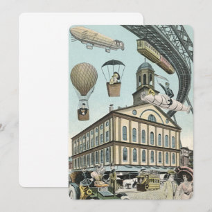 Oude sciencefiction Stoom Punk Stad Uitnodiging