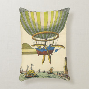 Oude sciencefiction stoomtijdperk hete luchtballon accent kussen