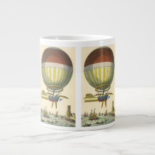 Oude sciencefiction-stoomtijdperk hete luchtballon grote koffiekop