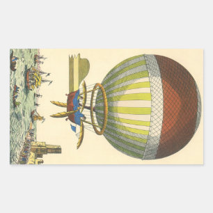 Oude sciencefiction-stoomtijdperk hete luchtballon rechthoekige sticker
