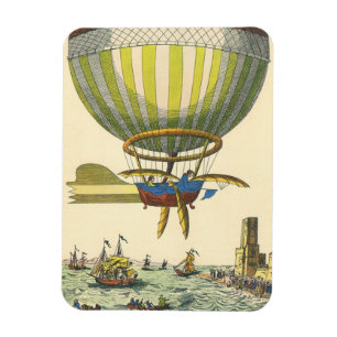 Oude sciencefiction stoomtijdperk warmteluchtballo magneet