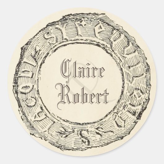 Oude  Seal Style Sprookje Bruiloft Ronde Sticker (Voorkant)