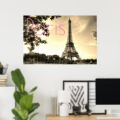 Oude Sepia Eiffeltoren Parijs Liefde Stad Poster (Thuiskantoor)
