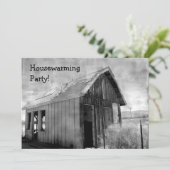 Oude shack housewarming party kaart (Staand voorkant)