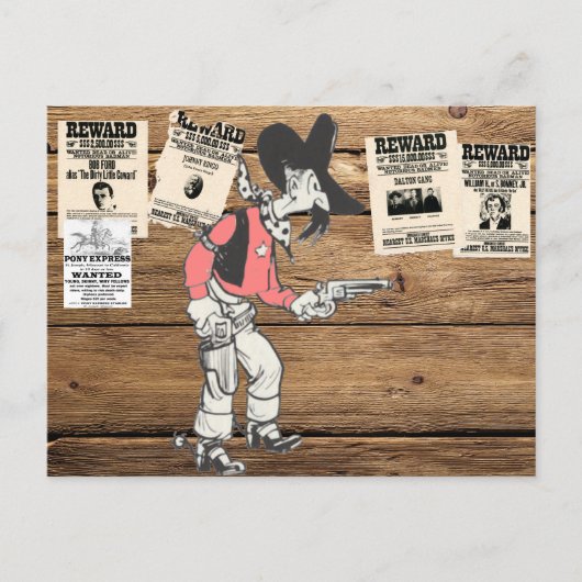 Oude Sherrif met Pistool getekend Briefkaart (Voorkant)