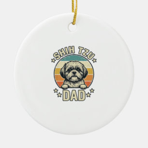 Oude Shih Tzu Vader Hond Liefhebber Shirt Ontwerp_ Keramisch Ornament