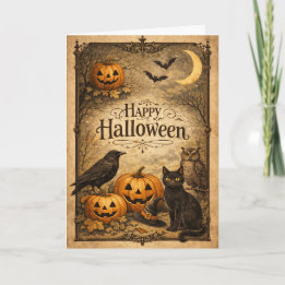 Oude, Sierlijke Halloween Kaart