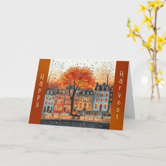 Oude Sinaasappelboomstraat Huizen Thanksgiving Kaart (Gele Bloem)