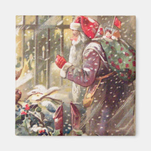 Oude Sint-Nicolaas met cadeaus in Snow Magnet Magneet