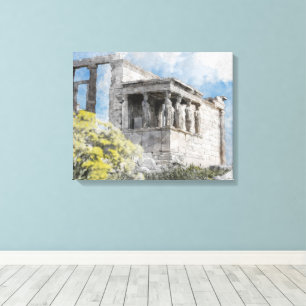 Oude sites Acropolis in Athene, Griekenland Canvas Afdruk