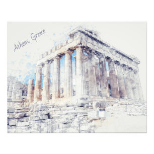 Oude sites Parthenon in Athene, Griekenland Foto Afdruk