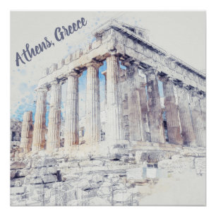 Oude sites Parthenon in Athene, Griekenland Perfect Poster