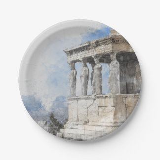 Oude sites ruïnes in Athene, Griekenland Papieren Bordje